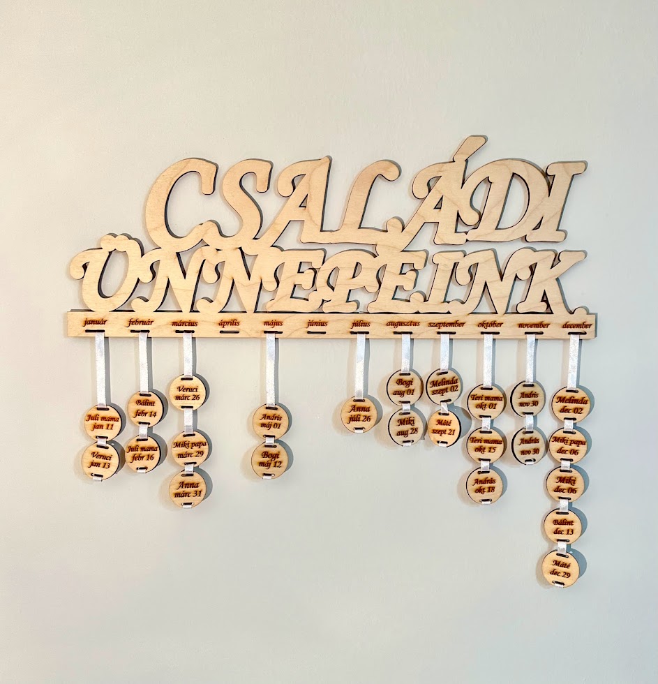 családi ünnepeink tábla