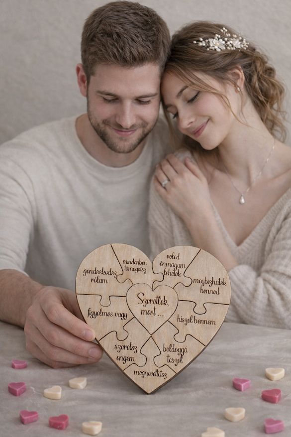 A szívem kirakósa puzzle dobozben