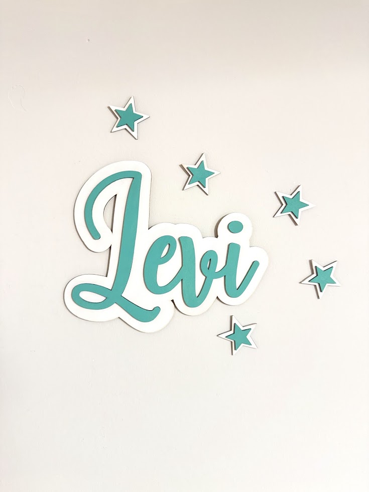 Névre szóló csillagos névtábla – egyedi gyerekszoba dekoráció