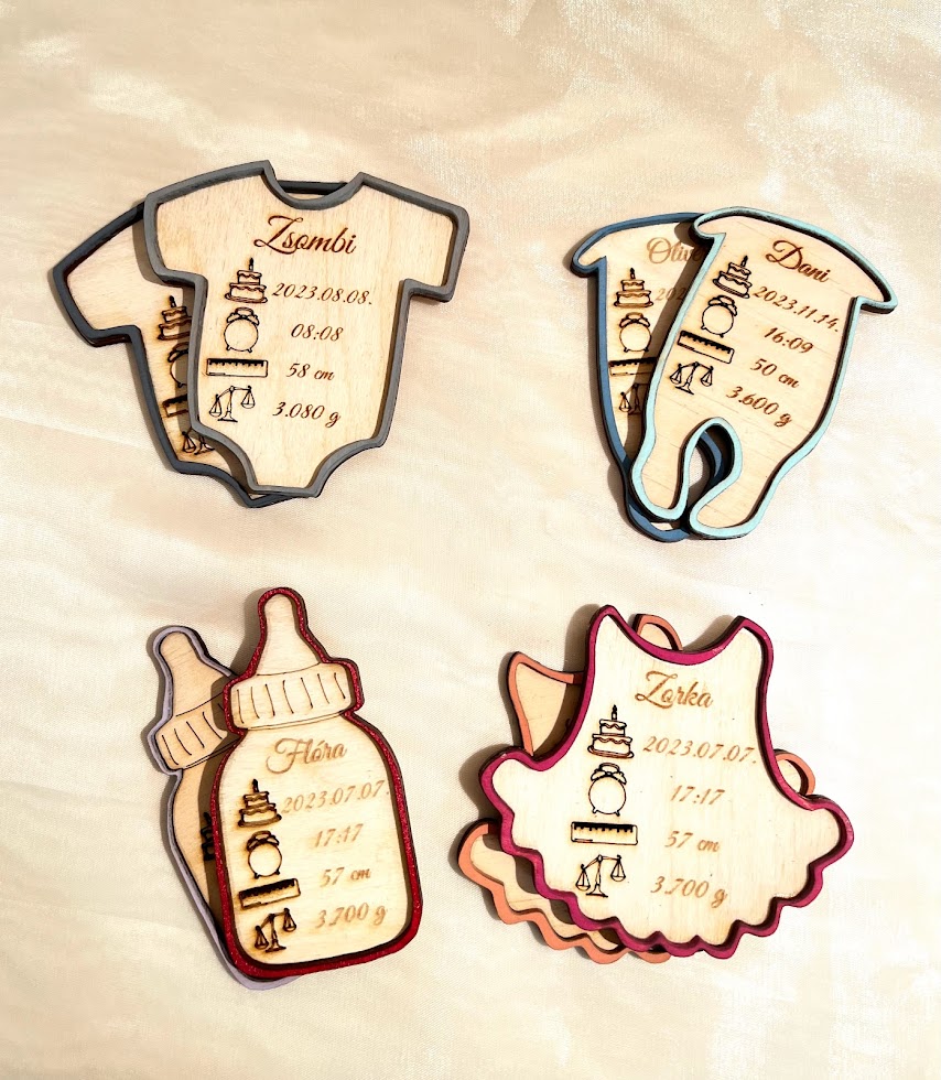 Egyedi baba hűtőmágnes születési adatokkal – emlékőrző ajándék