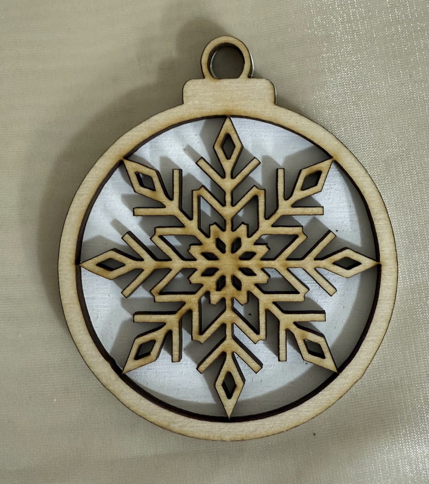 Elegáns hópehely 2D karácsonyfadísz