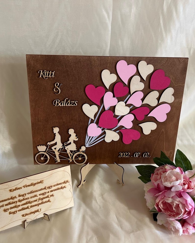 Esküvői vendégkönyv biciklis,többféle– keret nélküli, személyre szabható
