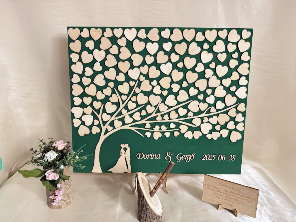 Esküvői vendégkönyv, ferde fás– keret nélküli, személyre szabható