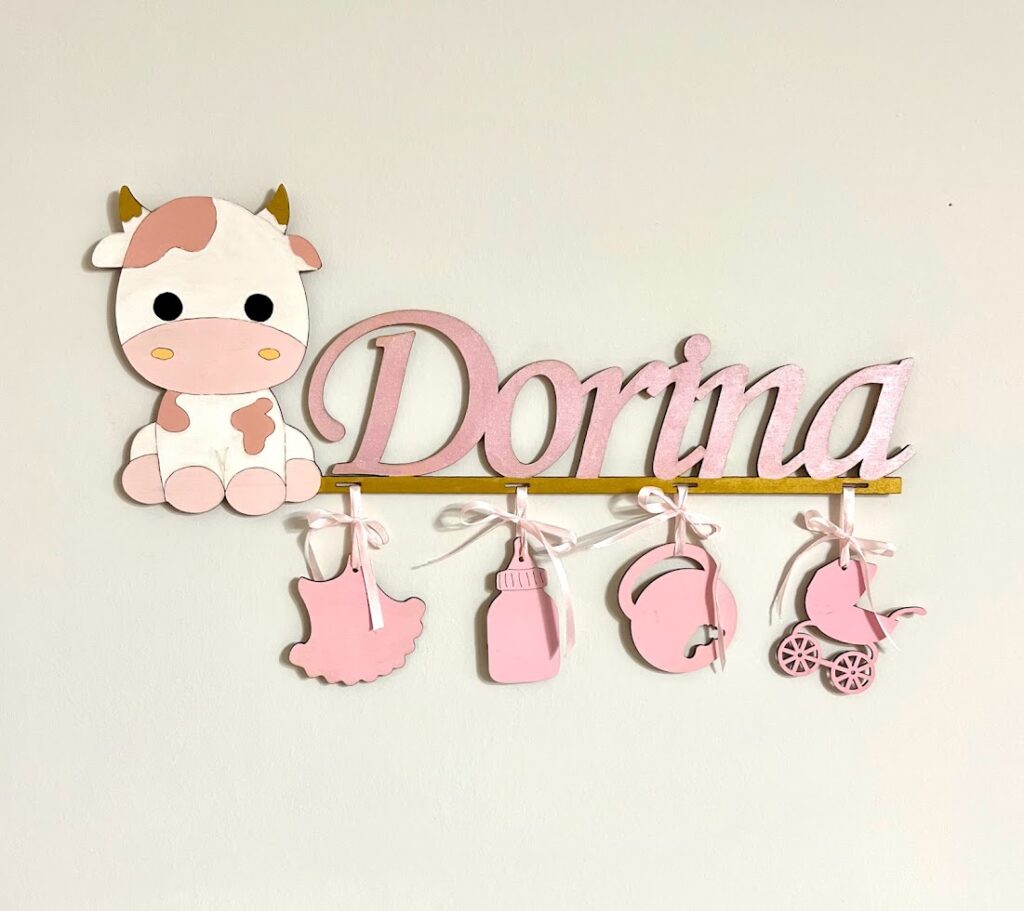 Boci névtábla a baba születési adataival