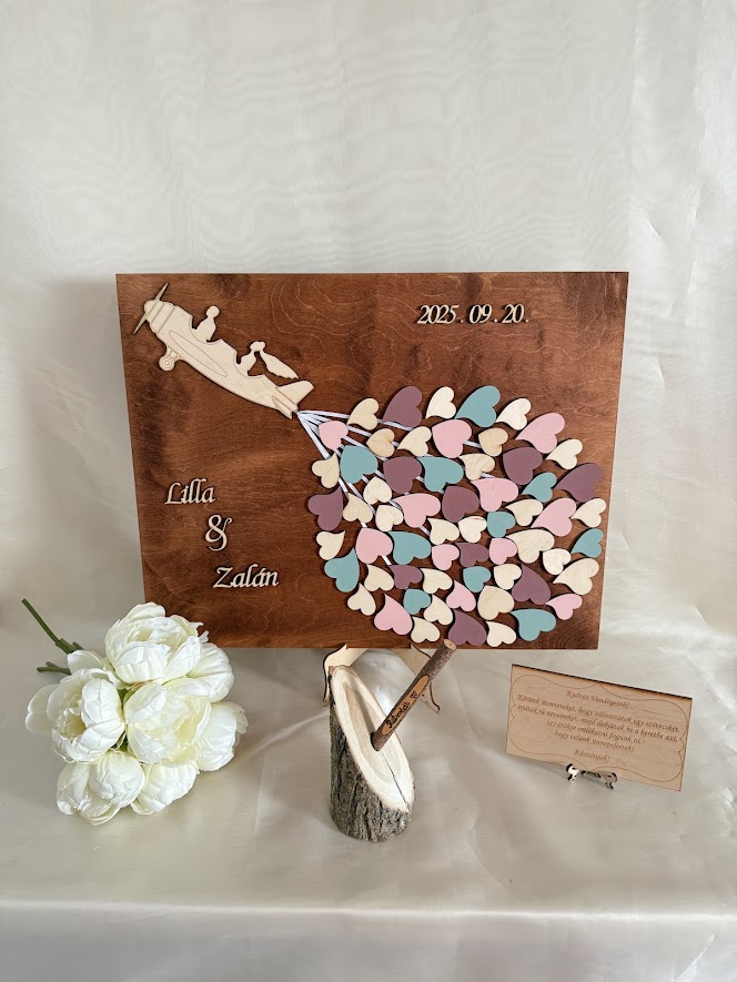 Esküvői vendégkönyv repülős– keret nélküli, személyre szabható