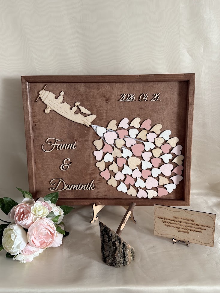 Esküvői vendégkönyv repülős– keretezett, személyre szabható