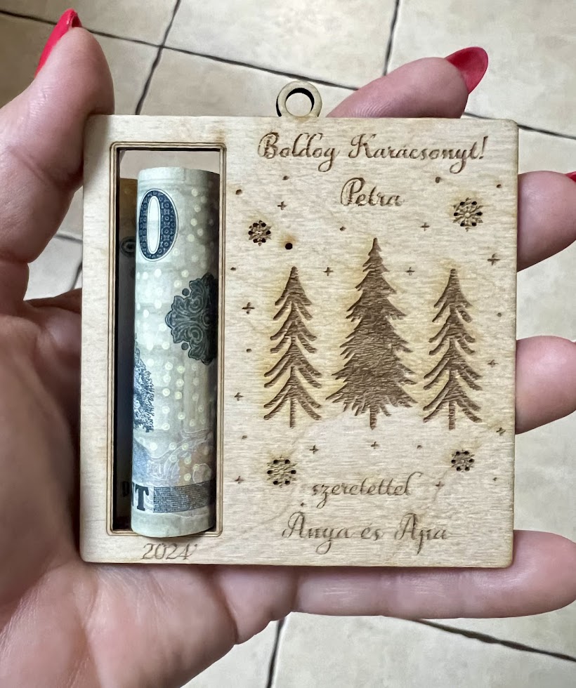 Pénzátadó karácsonyfadísz több formában