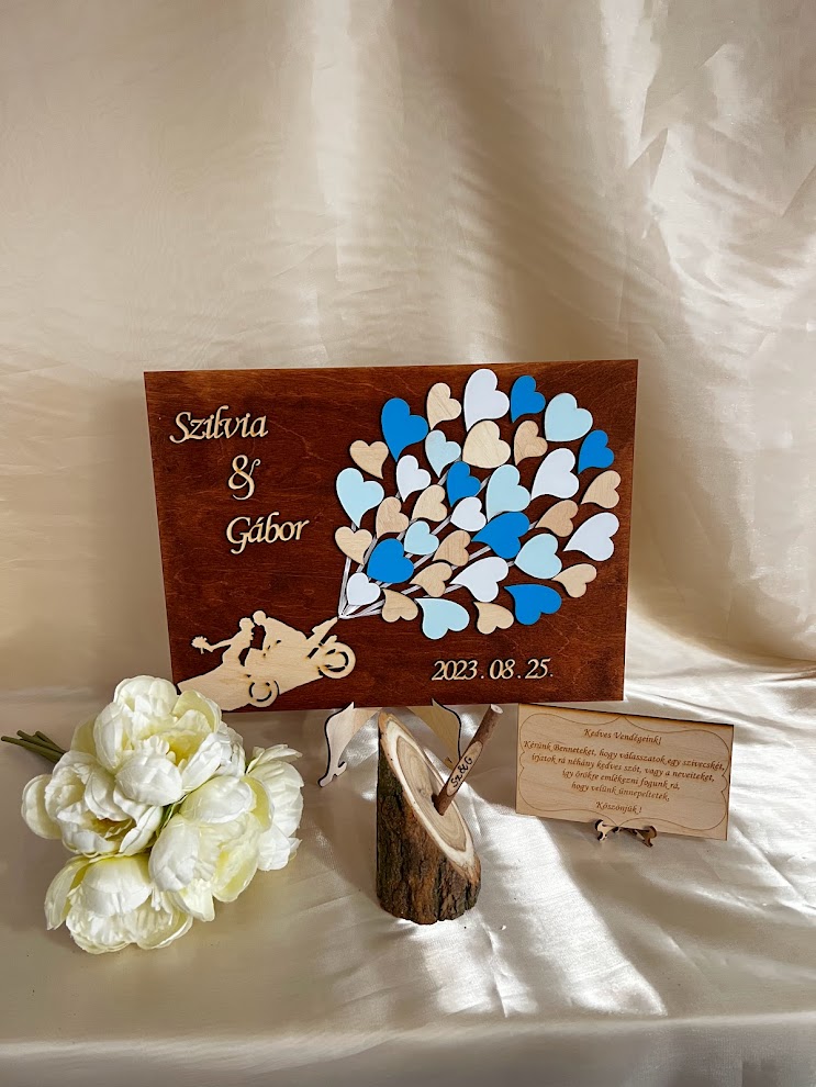 Esküvői vendégkönyv motoros– keret nélküli, személyre szabható