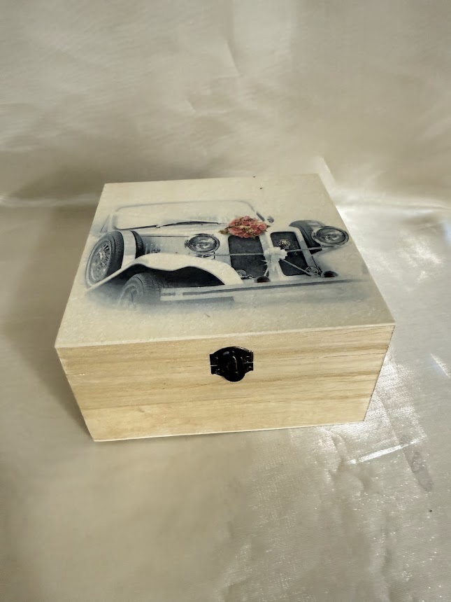 Vicces pénzátadó doboz és teásdoboz - esküvői nászajándék autós