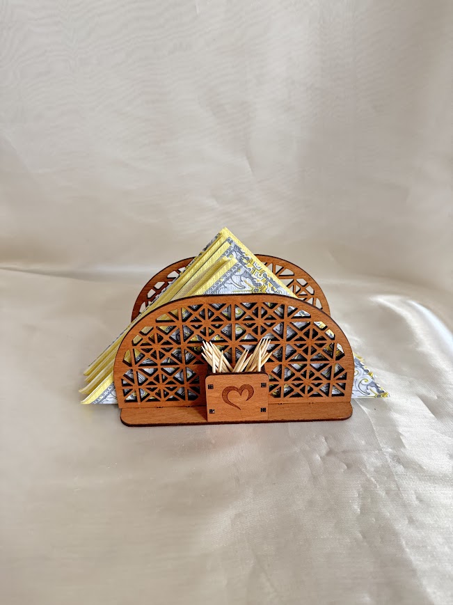 Dekoratív szalvétatartó fogpiszkálótartóval rácsos