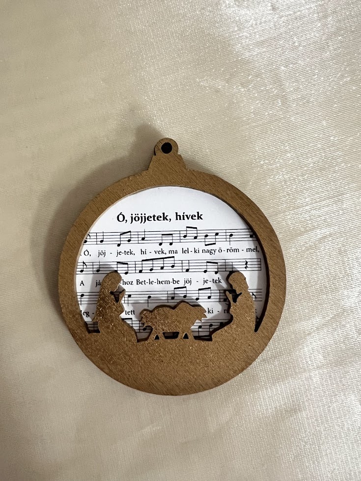 Bibliai karácsonyfadísz – kottás betéttel