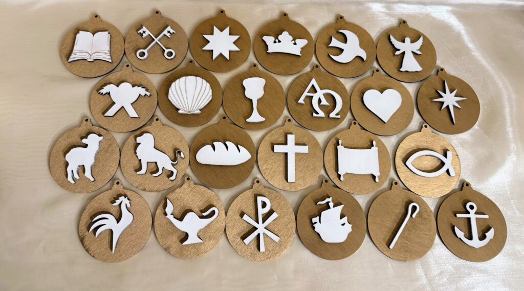 Vallási szimbólumos fa karácsonyfadísz