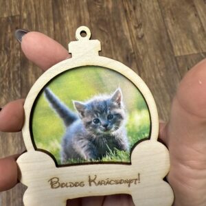 Fotós fa karácsonyfadísz – csonttal, állatos